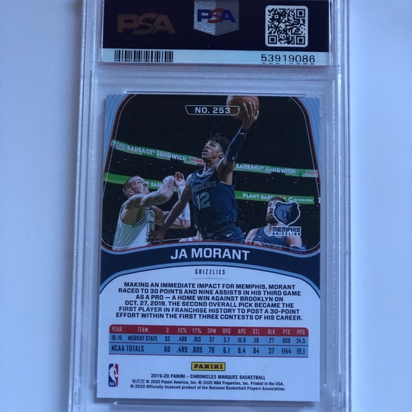 2019 Panini Chronicles Ja Morant Rookie Card - Picture 2 of 2